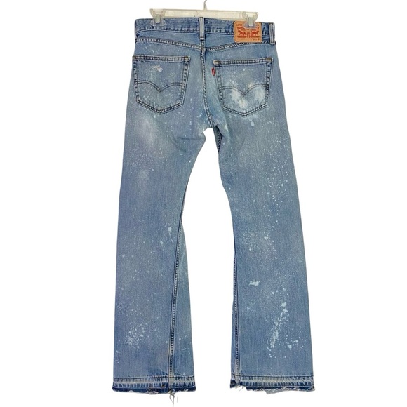 Levi’s Patchwork Jeans Waist 28 Womens Size 6 Small Flare Wide Leg Handmade Blue - Picture 6 of 15